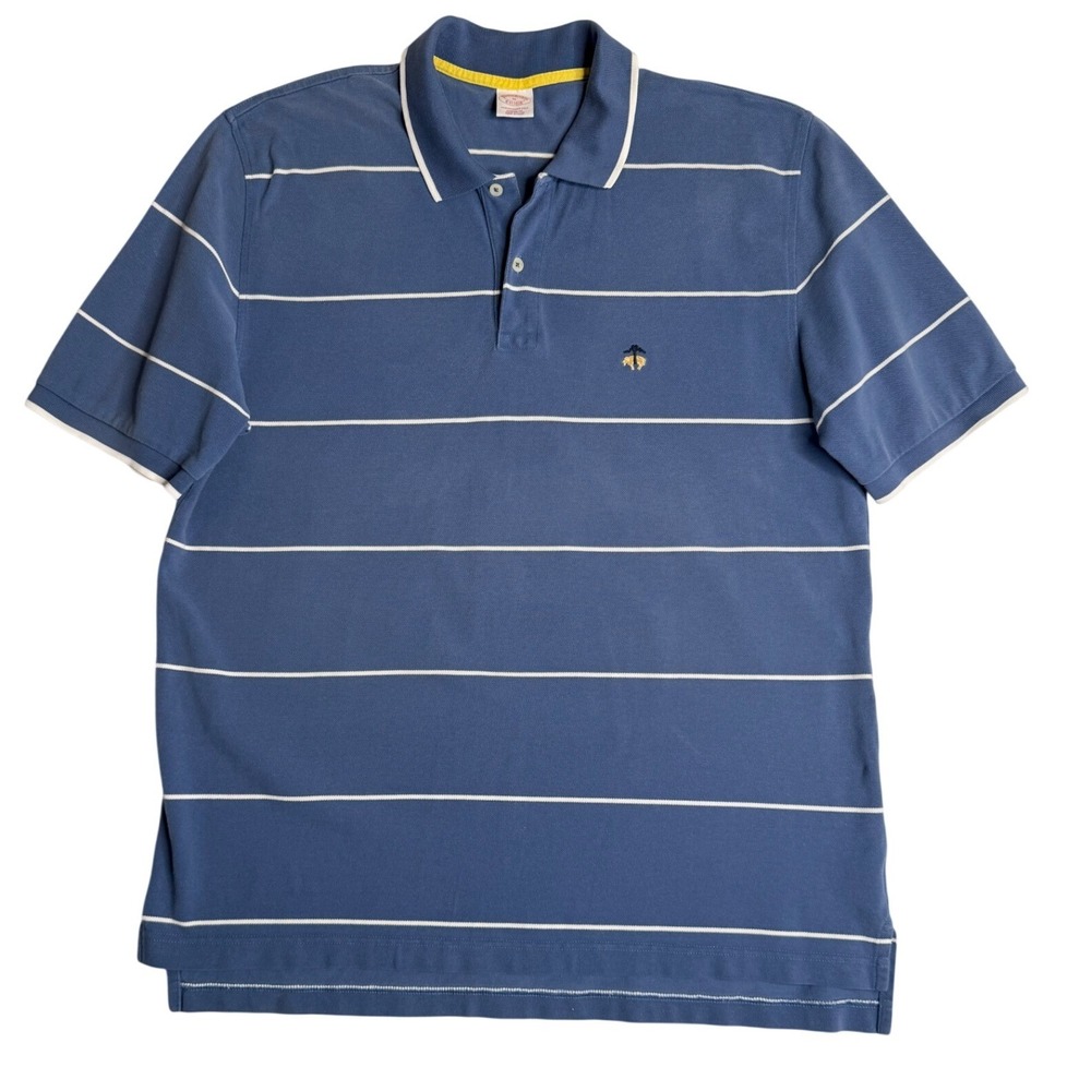 Brooks Brothers Performance Polo Striped Short Sleeve Blue Mens XL
